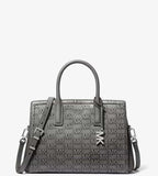 Laila Medium Logo Embossed Burnished Leather Satchel