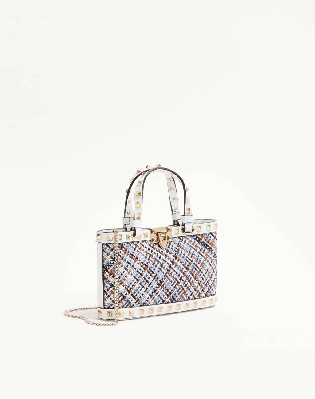 Valentino Garavani Rockstud Mini Shopping Bag In Woven Fabric