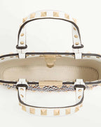Valentino Garavani Rockstud Mini Shopping Bag In Woven Fabric