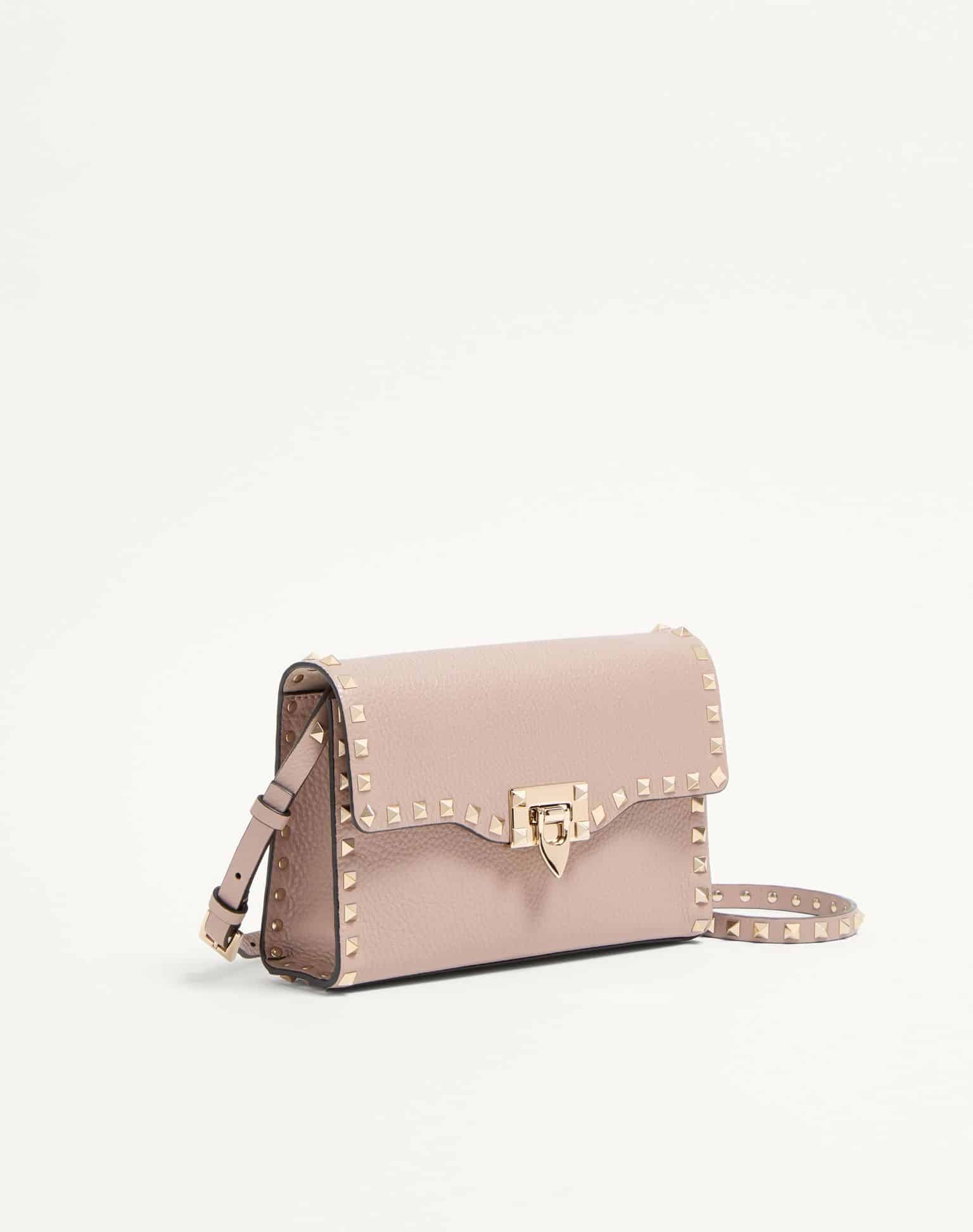 Small Rockstud Grainy Calfskin Crossbody Bag