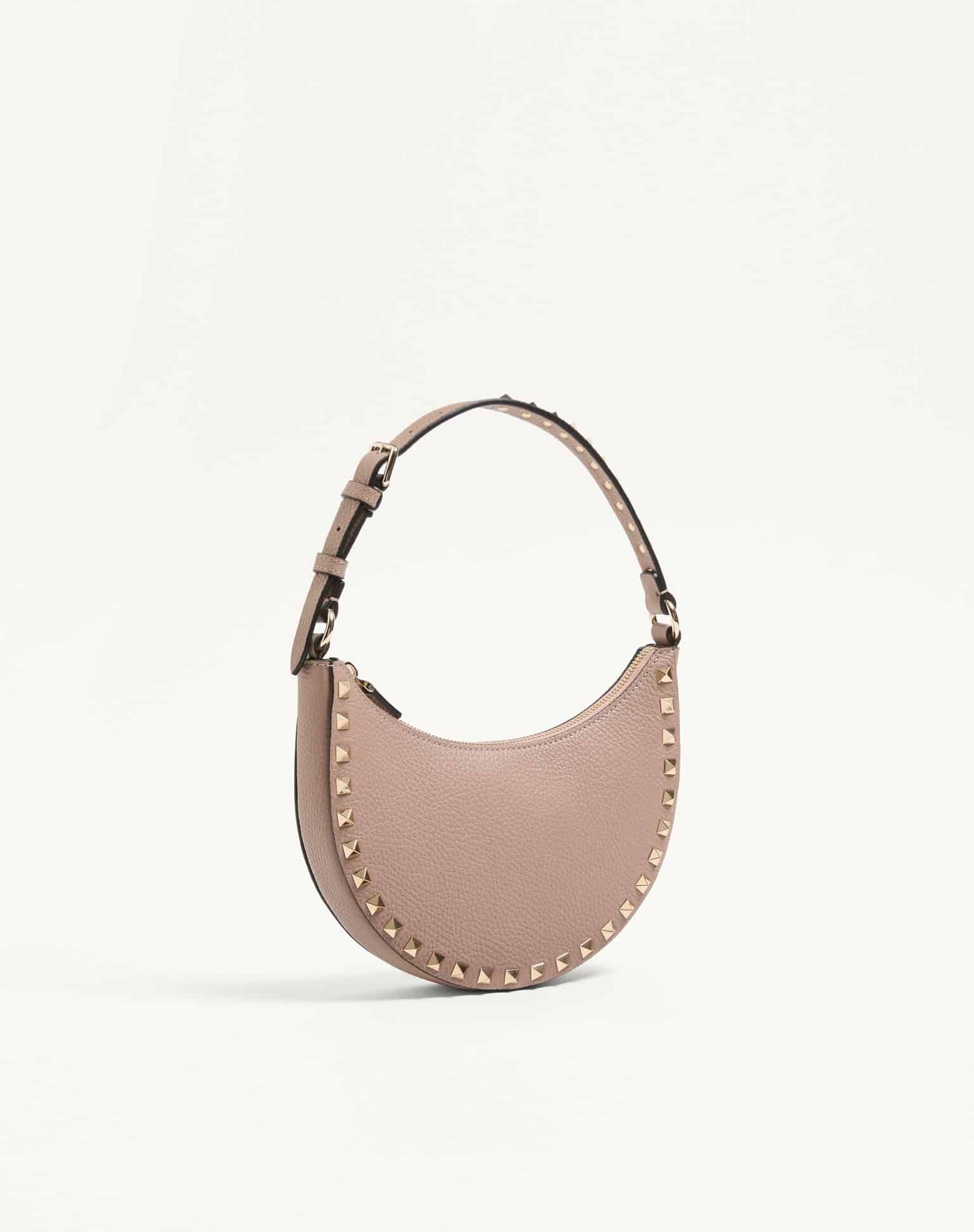 Mini Rockstud Hobo Bag In Grainy Calfskin