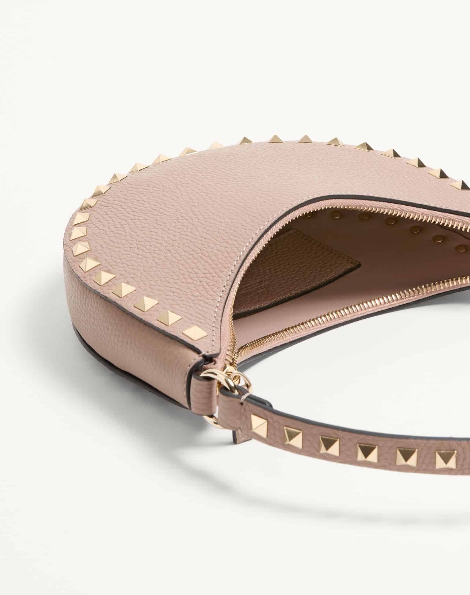 Mini Rockstud Hobo Bag In Grainy Calfskin