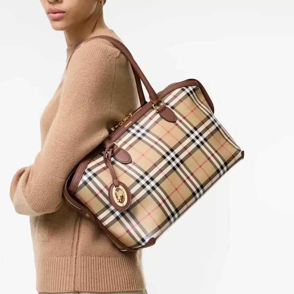 Small Check Zip Tote