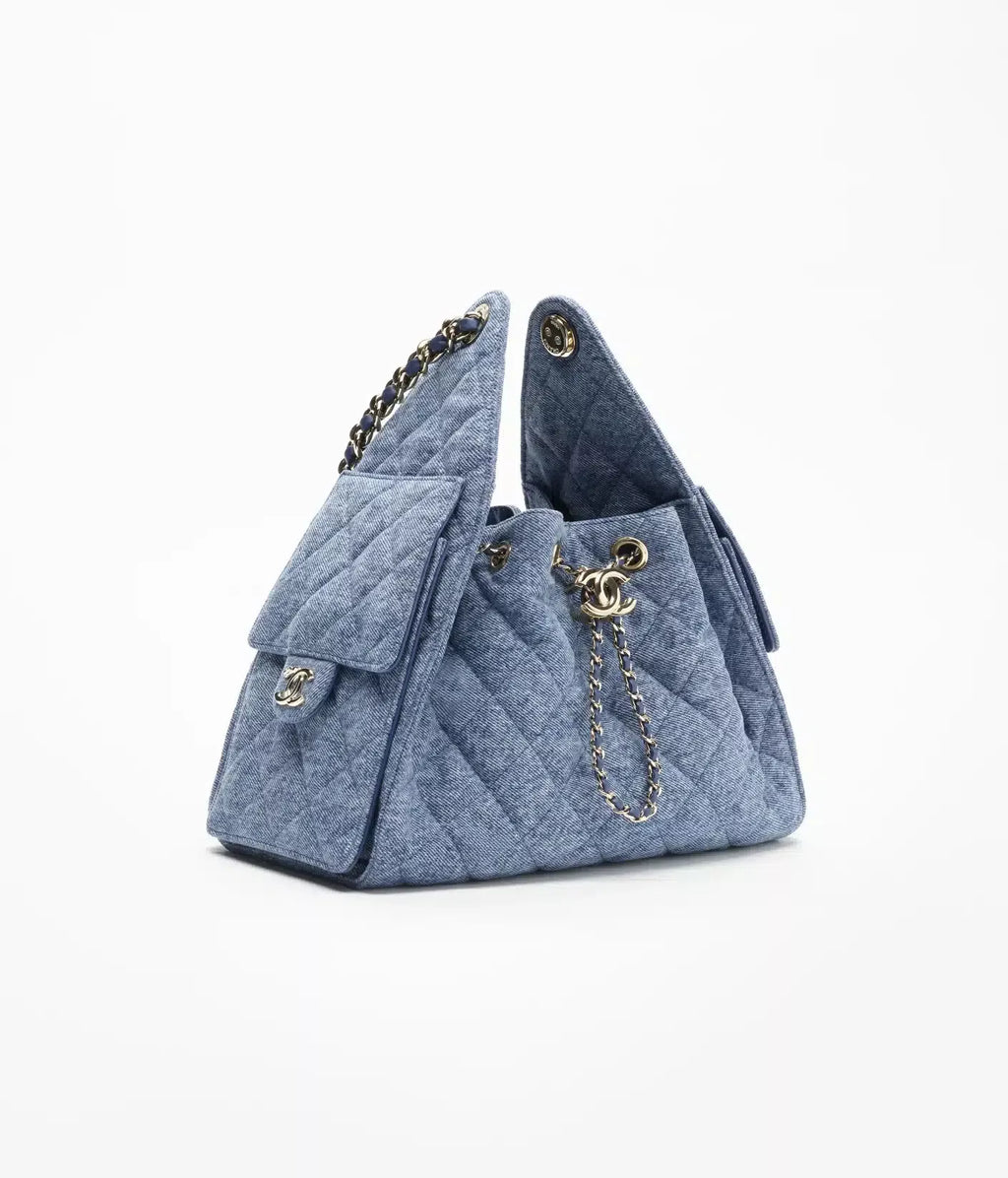 Washed Denim &amp; Gold-Tone Metal  Blue