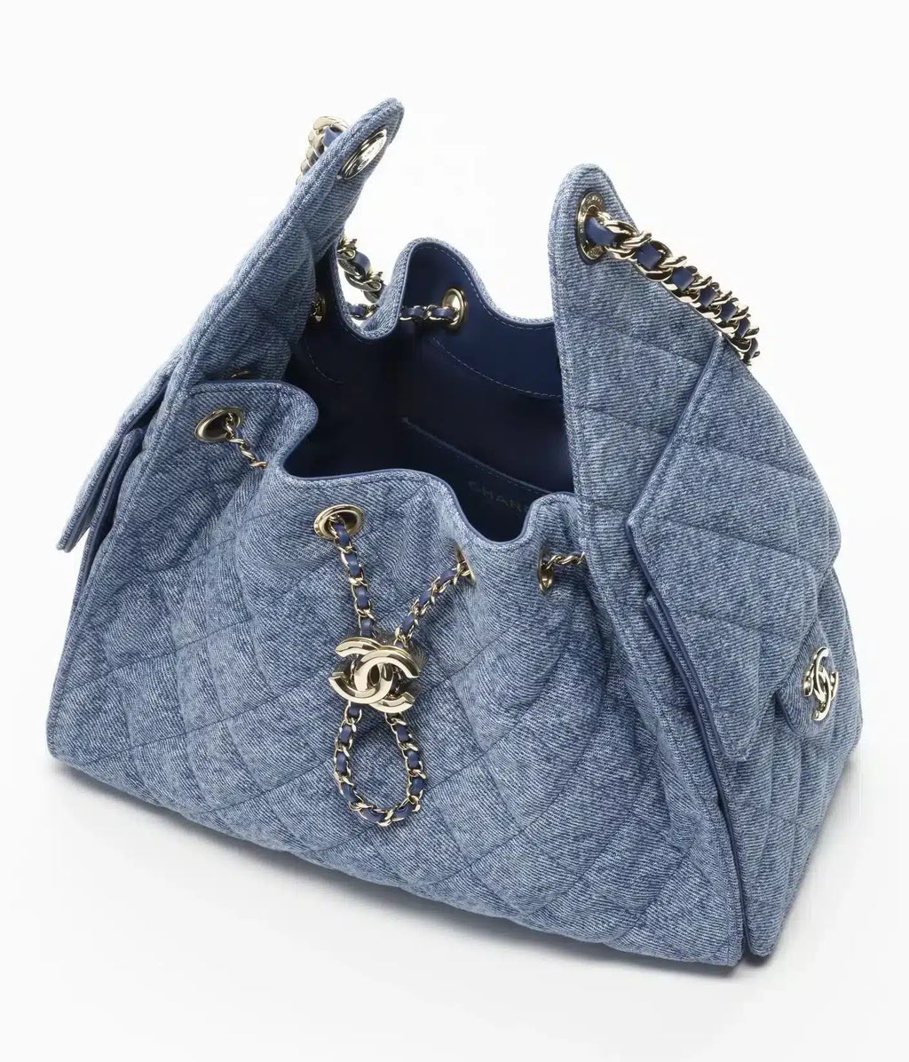 Washed Denim &amp; Gold-Tone Metal  Blue