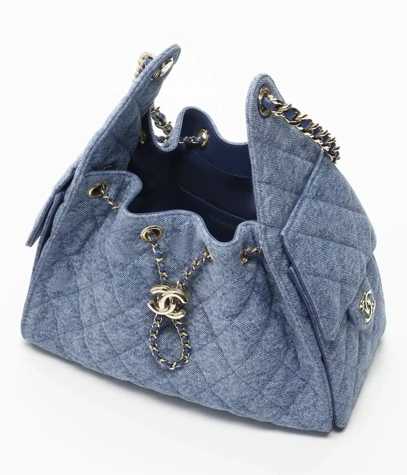 Washed Denim &amp; Gold-Tone Metal  Blue