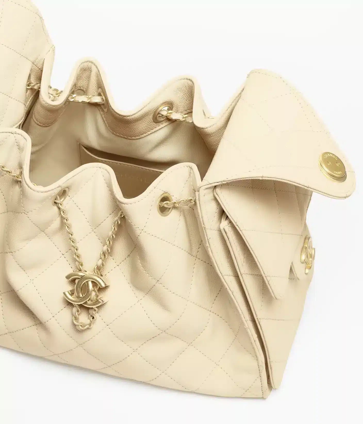 Grained Calfskin &amp; Gold-Tone Metal  Beige