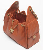 Grained Calfskin &amp; Gold-Tone Metal  Dark Orange