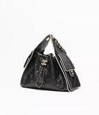 Calfskin &amp; Gold-Tone Metal  Black &amp; White