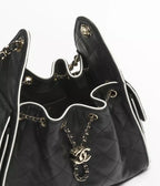 Calfskin &amp; Gold-Tone Metal  Black &amp; White