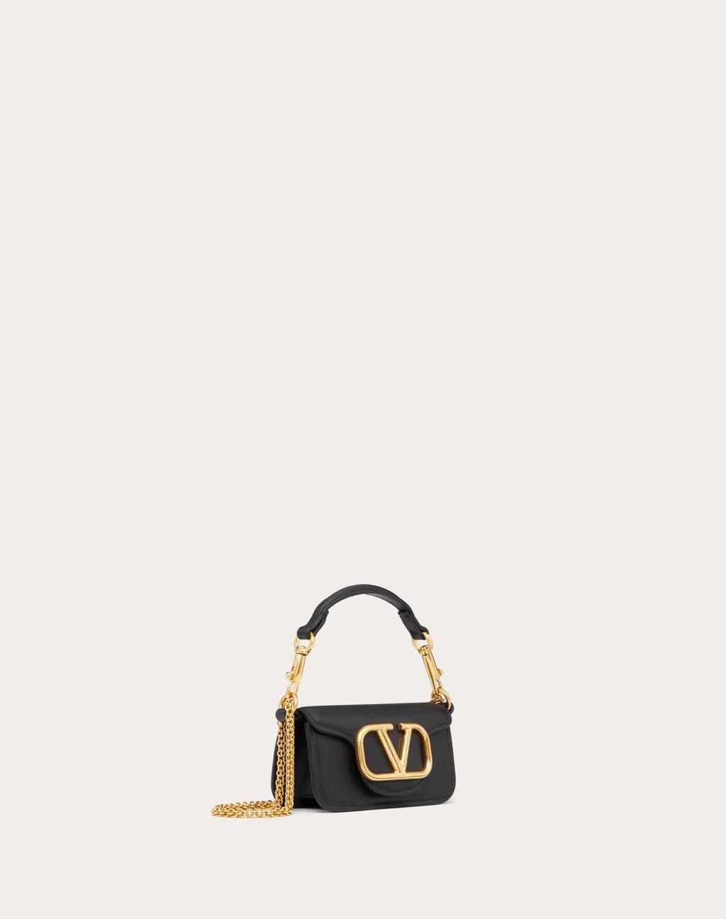 VALENTINO GARAVANI LOCÒ MICRO BAG IN CALFSKIN LEATHER WITH CHAIN