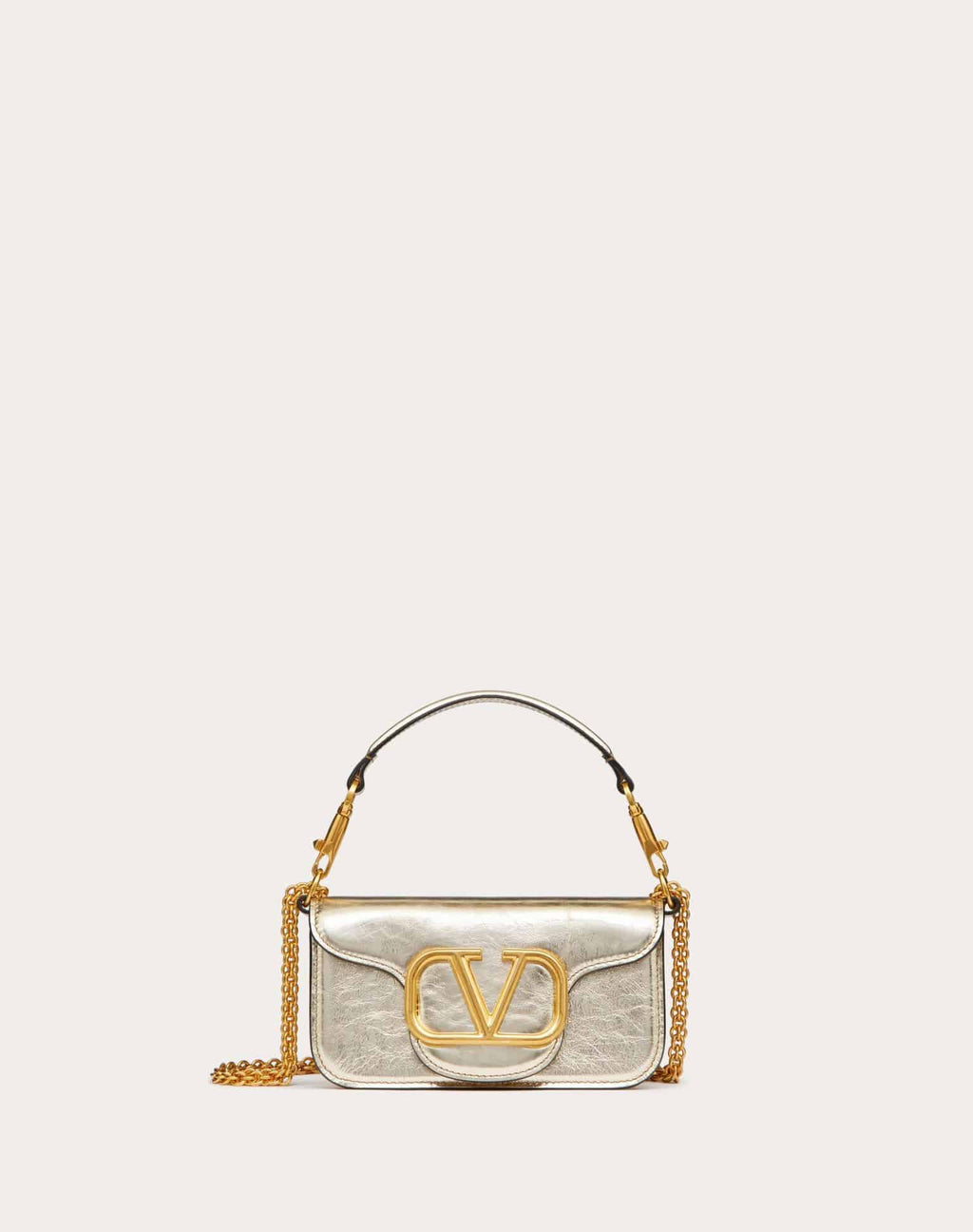 SMALL VALENTINO GARAVANI LOCÒ METALLIC CALFSKIN SHOULDER BAG