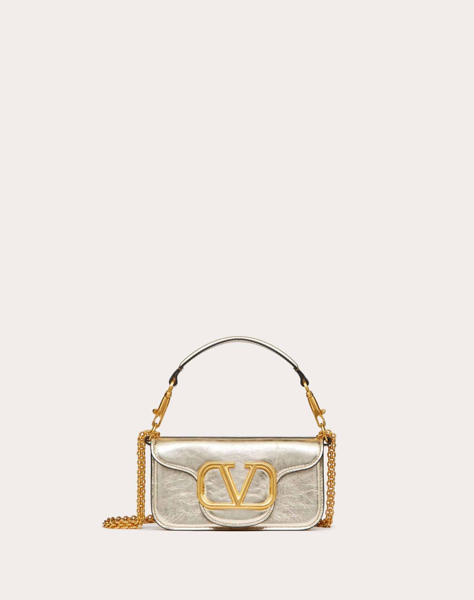 SMALL VALENTINO GARAVANI LOCÒ METALLIC CALFSKIN SHOULDER BAG