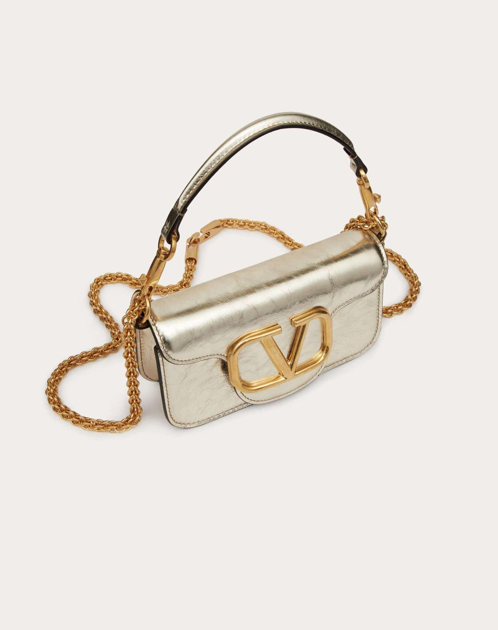 SMALL VALENTINO GARAVANI LOCÒ METALLIC CALFSKIN SHOULDER BAG