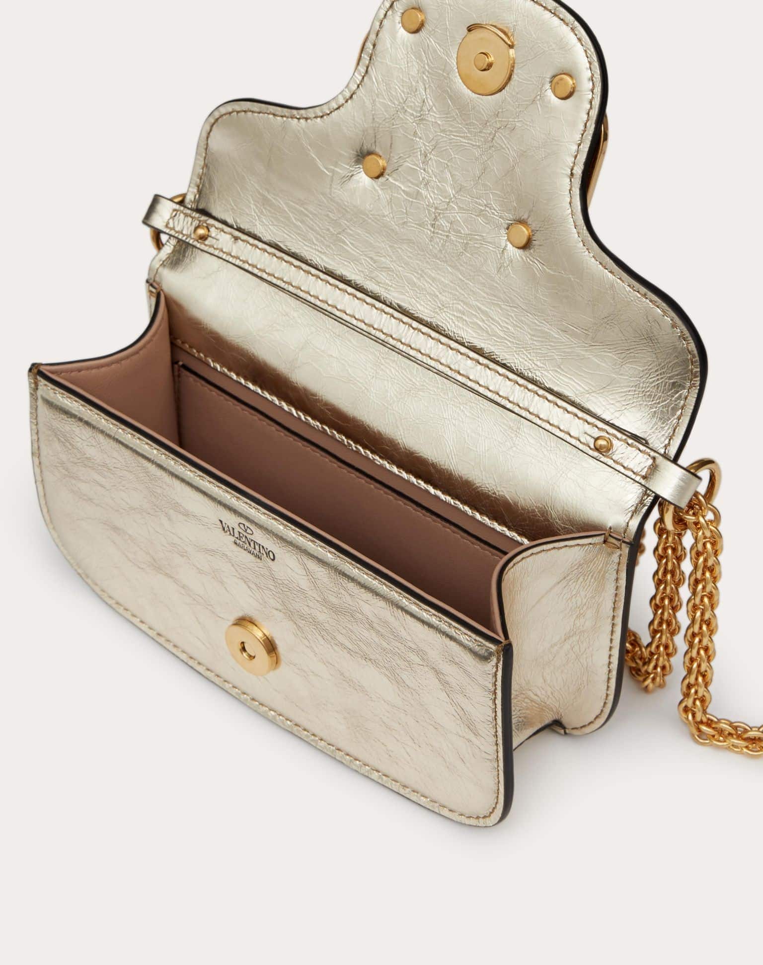 SMALL VALENTINO GARAVANI LOCÒ METALLIC CALFSKIN SHOULDER BAG