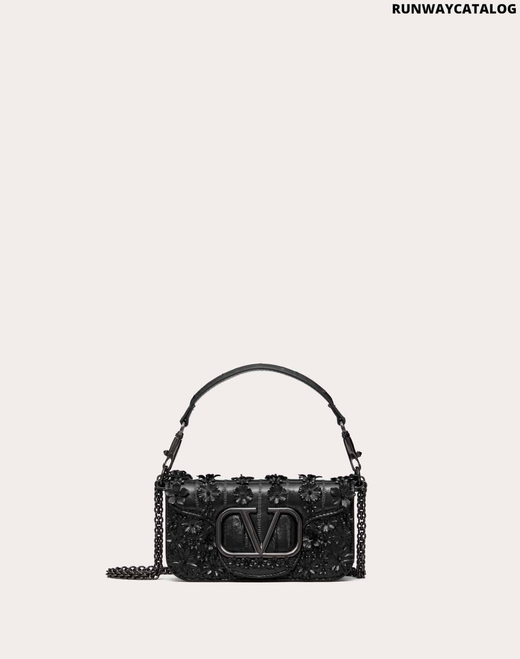 VALENTINO GARAVANI LOCÒ SMALL SHOULDER BAG EMBROIDERED IN EEL