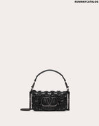 VALENTINO GARAVANI LOCÒ SMALL SHOULDER BAG EMBROIDERED IN EEL