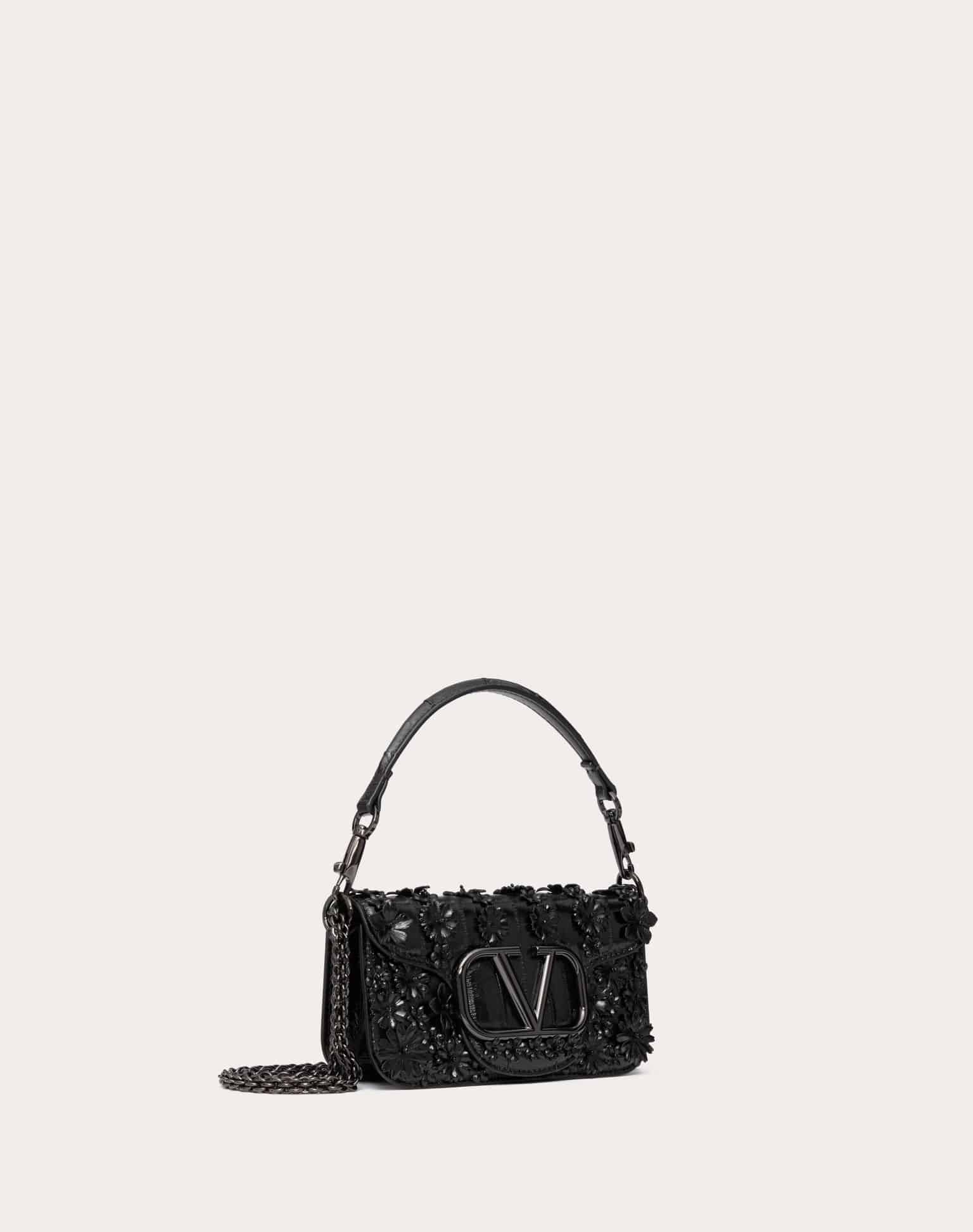 VALENTINO GARAVANI LOCÒ SMALL SHOULDER BAG EMBROIDERED IN EEL