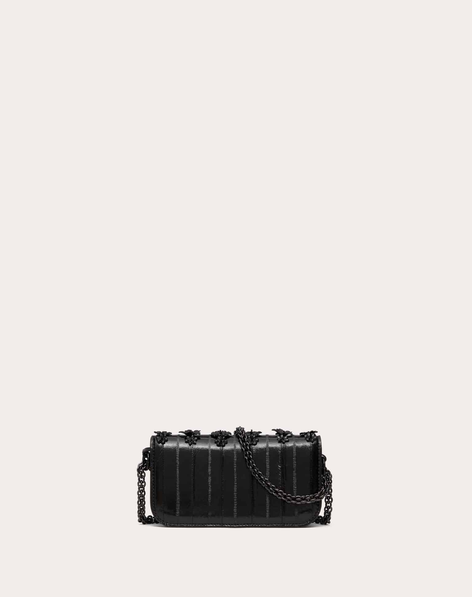 VALENTINO GARAVANI LOCÒ SMALL SHOULDER BAG EMBROIDERED IN EEL