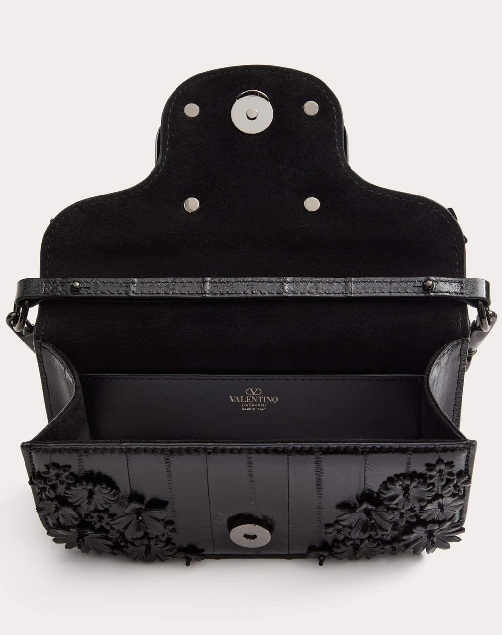 VALENTINO GARAVANI LOCÒ SMALL SHOULDER BAG EMBROIDERED IN EEL