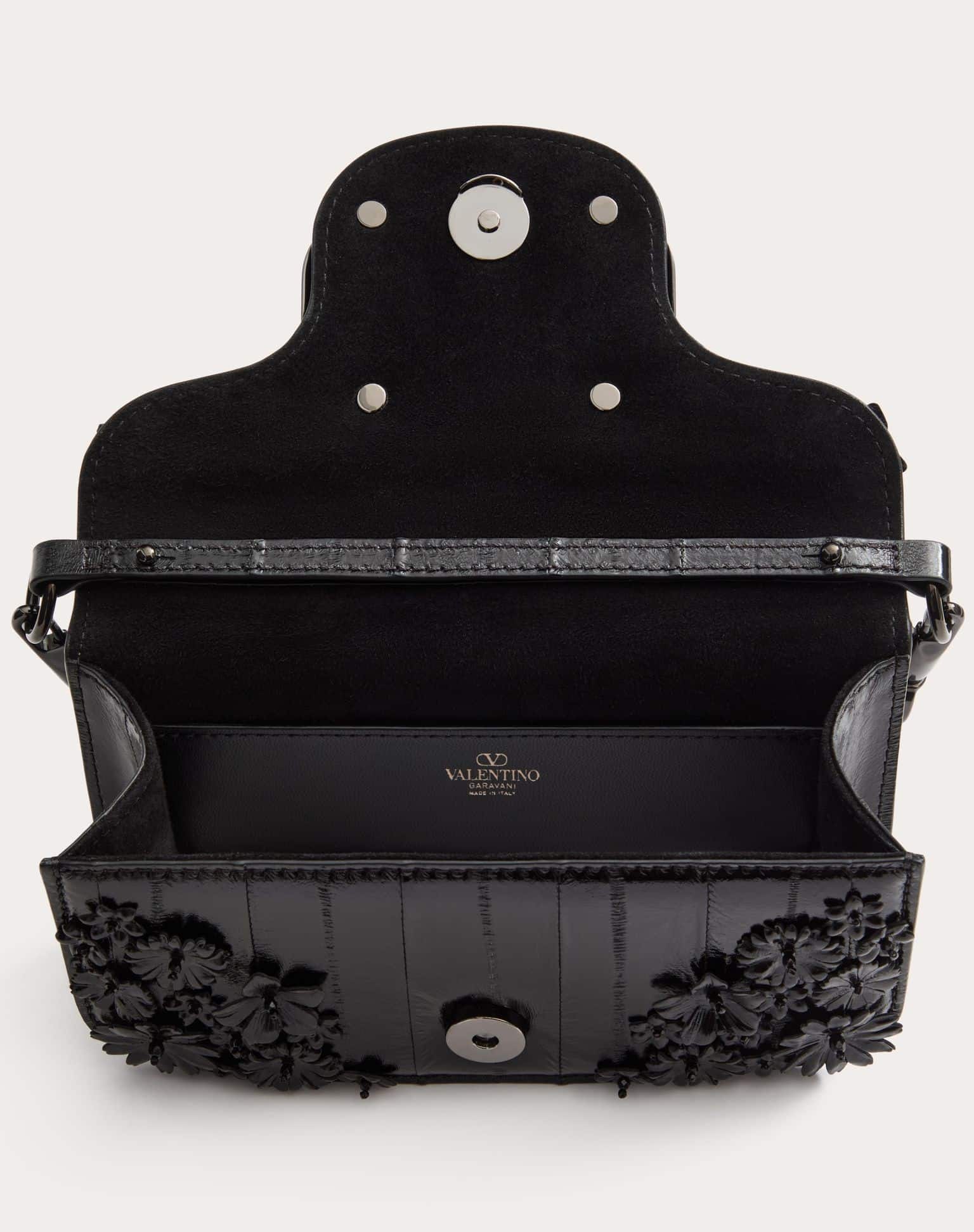 VALENTINO GARAVANI LOCÒ SMALL SHOULDER BAG EMBROIDERED IN EEL