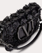 VALENTINO GARAVANI LOCÒ SMALL SHOULDER BAG EMBROIDERED IN EEL