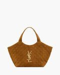 ICARE MEDIUM IN QUILTED SUEDE CARAMEL COGNAC