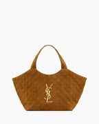 ICARE MEDIUM IN QUILTED SUEDE CARAMEL COGNAC