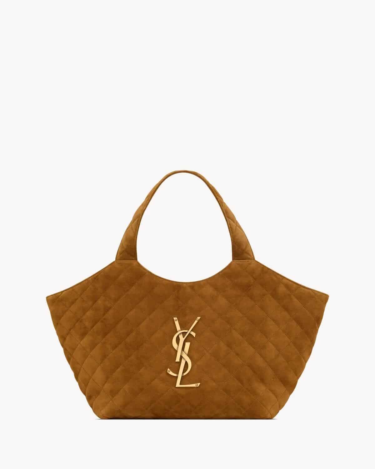 ICARE MEDIUM IN QUILTED SUEDE CARAMEL COGNAC