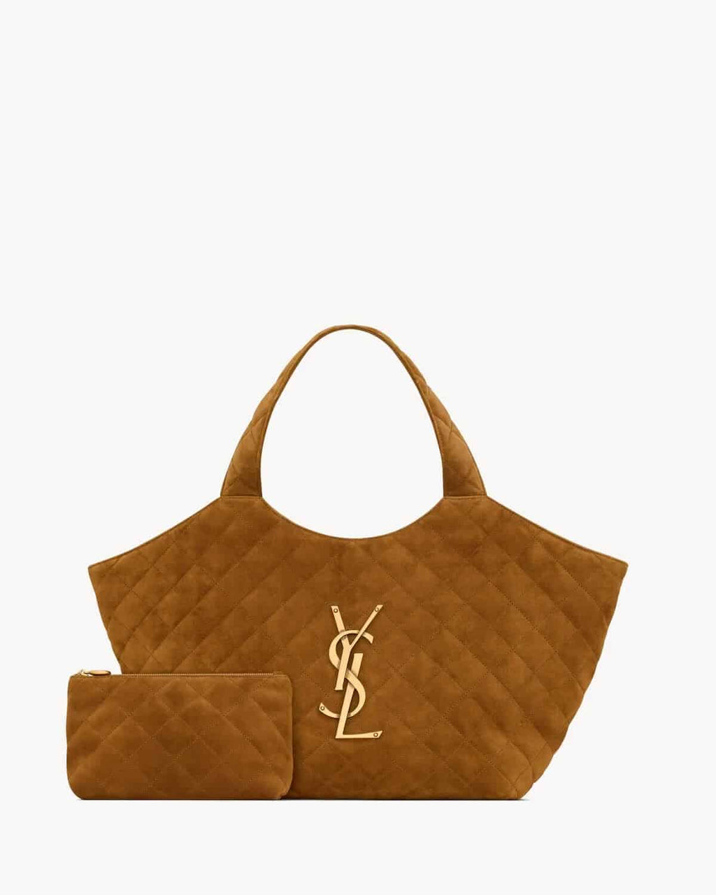 ICARE MEDIUM IN QUILTED SUEDE CARAMEL COGNAC