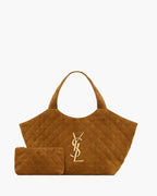 ICARE MEDIUM IN QUILTED SUEDE CARAMEL COGNAC