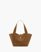 LE 5 À 7 SMALL BEA IN SUEDE CARAMEL COGNAC
