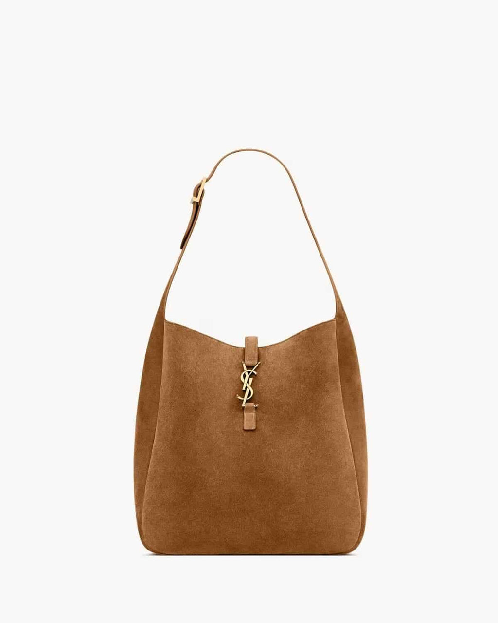 LE 5 À 7 SUPPLE LARGE IN SUEDE CARAMEL COGNAC