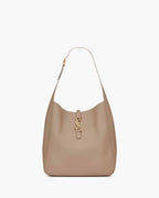 LE 5 À 7 SUPPLE LARGE IN GRAINED LEATHER DUSTY GREY