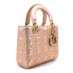 Rose Gold Cannage Leather Small Lady Dior