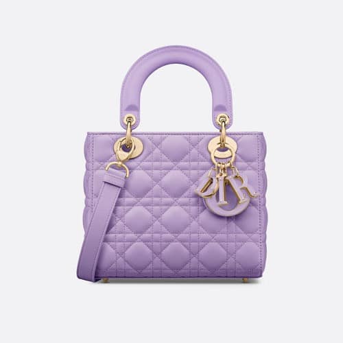 CHRISTIAN DIOR SMALL LADY DIOR BAG LILAC CANNAGE LAMBSKIN