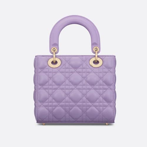 CHRISTIAN DIOR SMALL LADY DIOR BAG LILAC CANNAGE LAMBSKIN