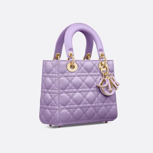 CHRISTIAN DIOR SMALL LADY DIOR BAG LILAC CANNAGE LAMBSKIN