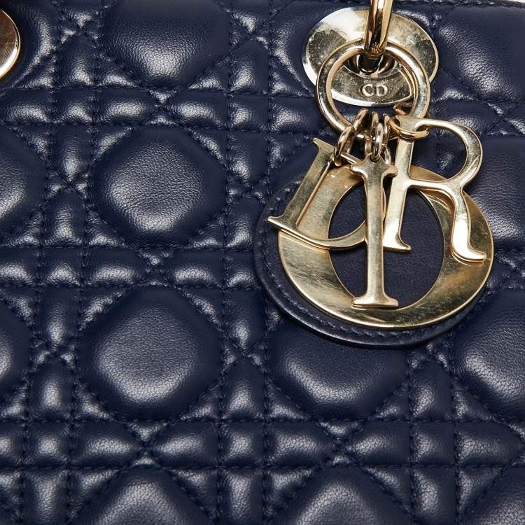 Dior Blue Cannage Quilted Leather Small Lady Dior Tote
