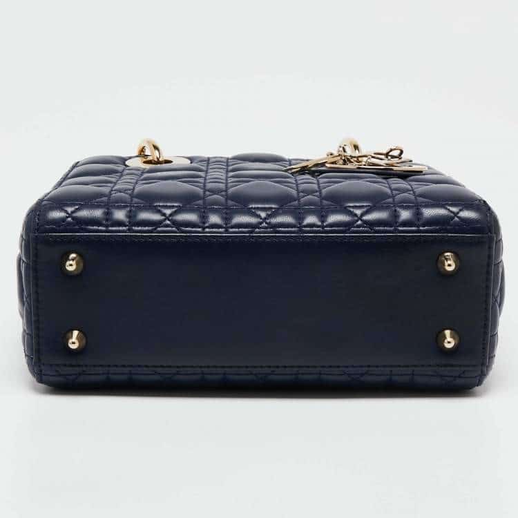 Dior Blue Cannage Quilted Leather Small Lady Dior Tote