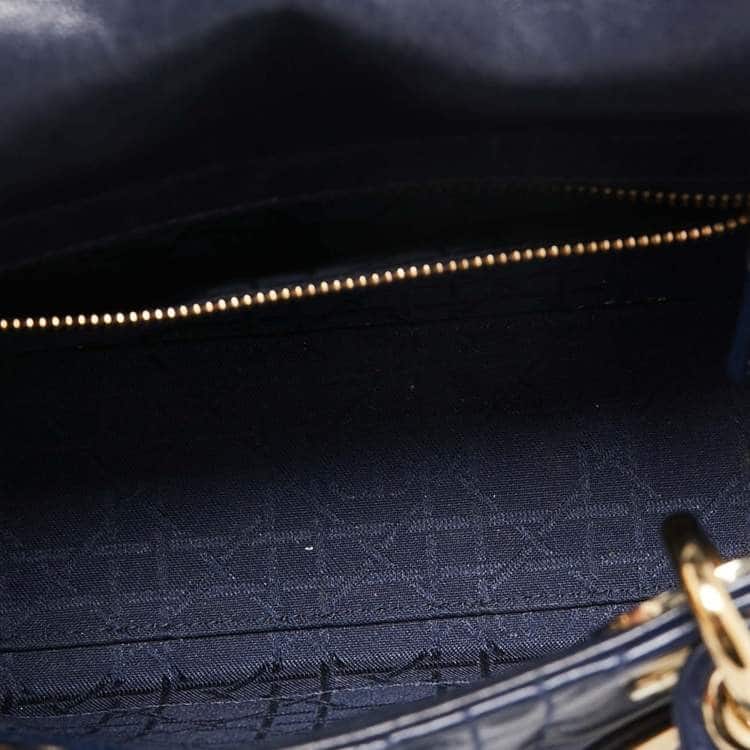Dior Blue Cannage Quilted Leather Small Lady Dior Tote