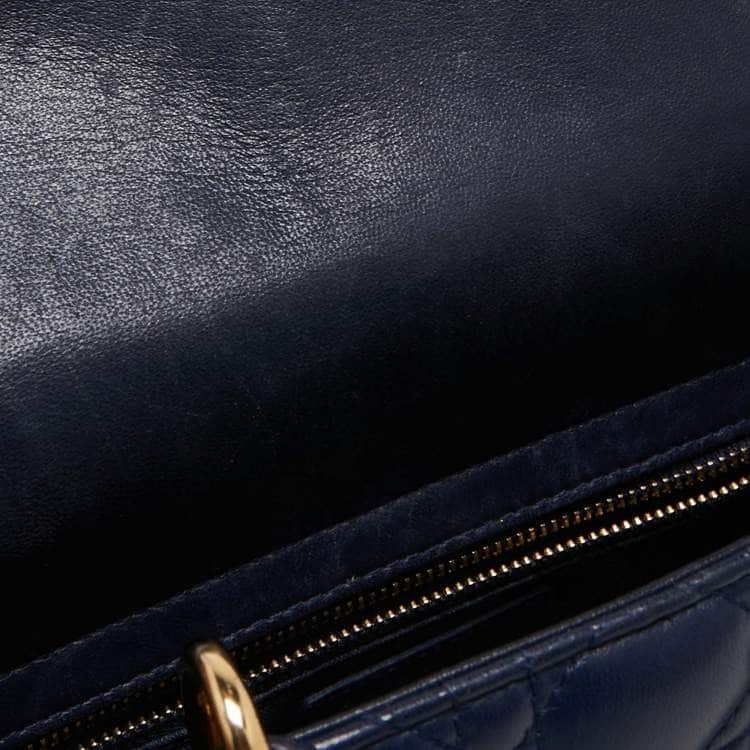 Dior Blue Cannage Quilted Leather Small Lady Dior Tote