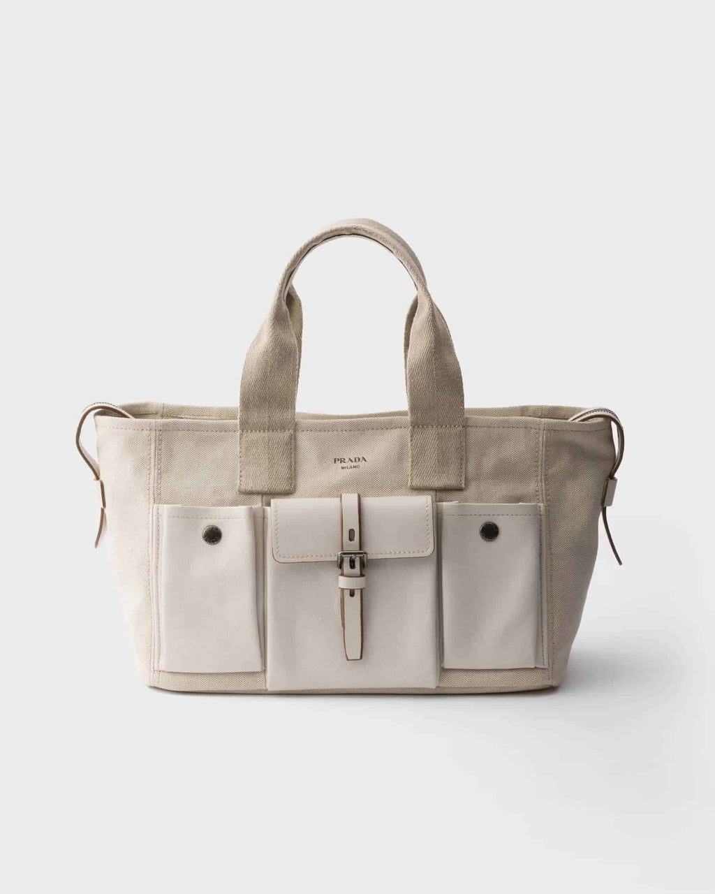 Prada Route large canvas and leather tote bag