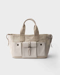 Prada Route large canvas and leather tote bag