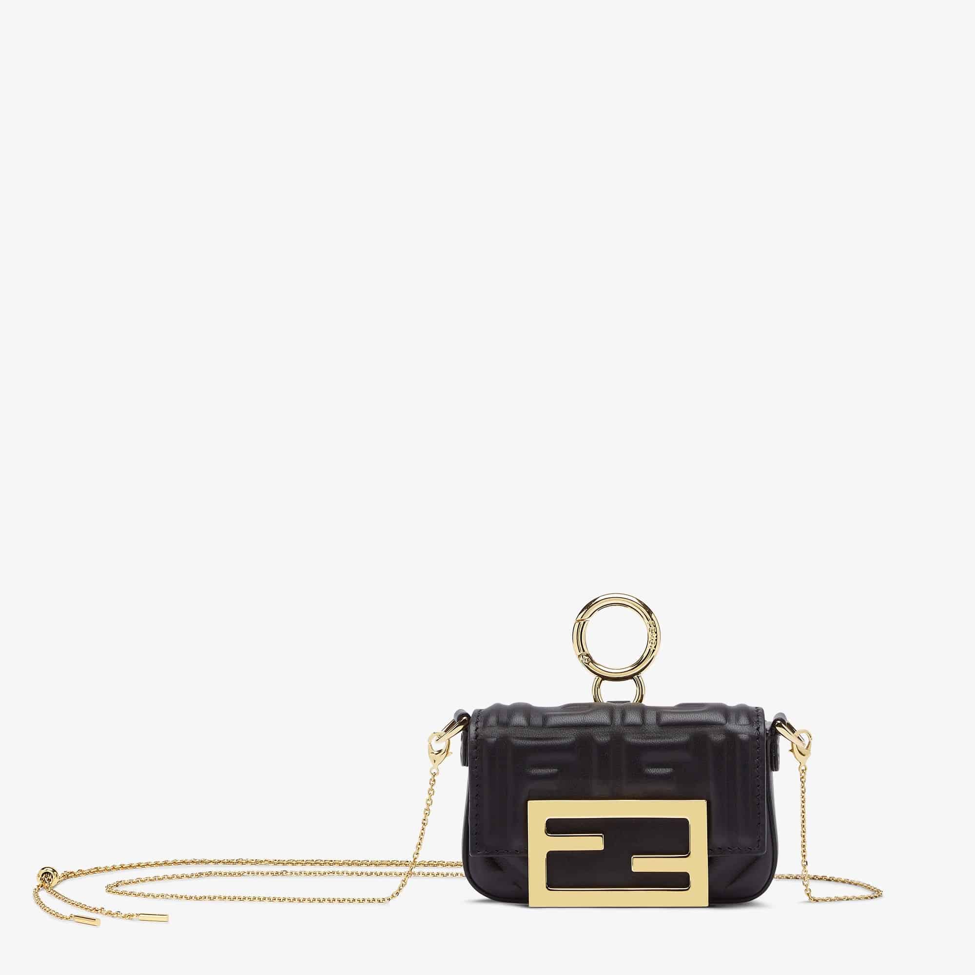 Nano Baguette Charm Black nappa leather charm