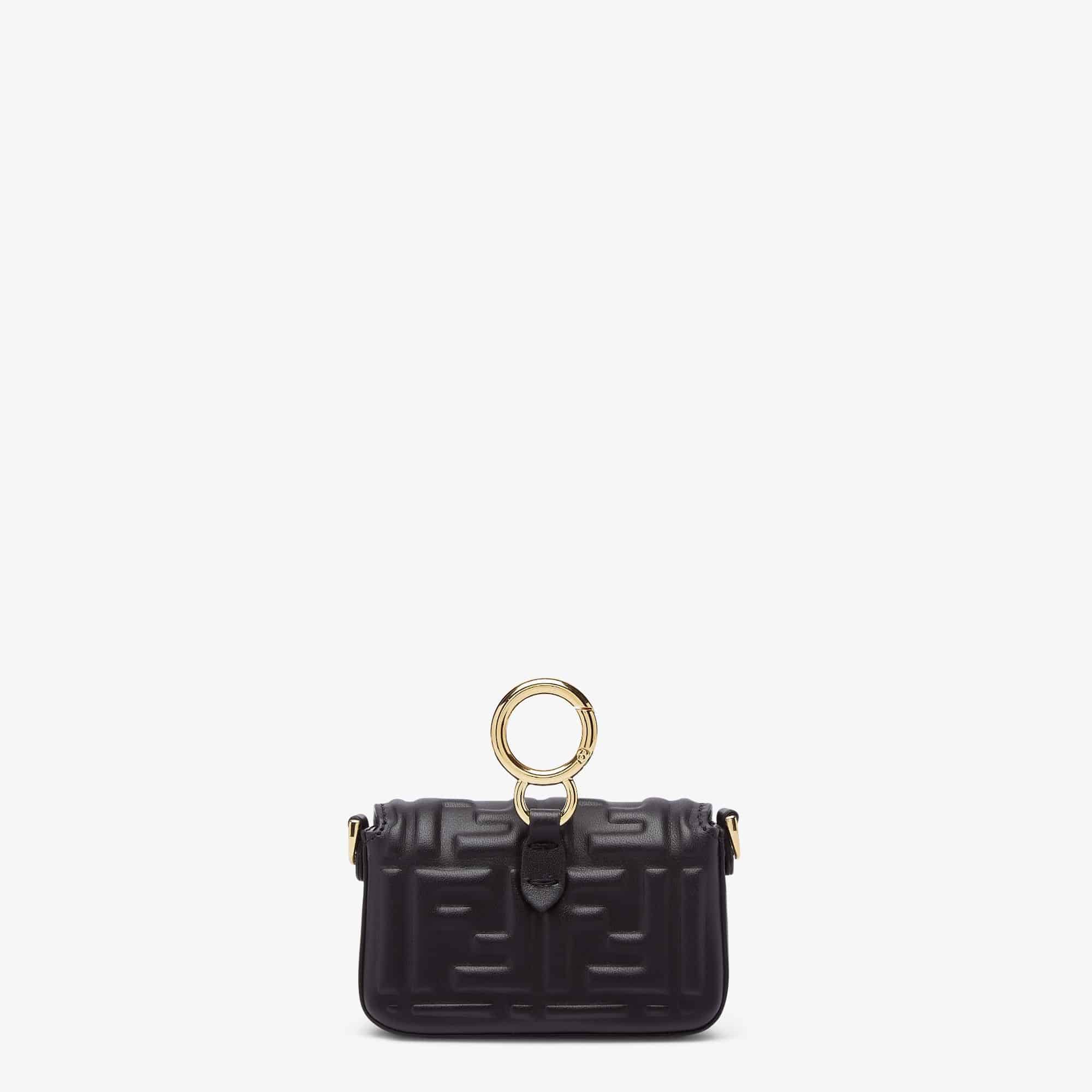 Nano Baguette Charm Black nappa leather charm