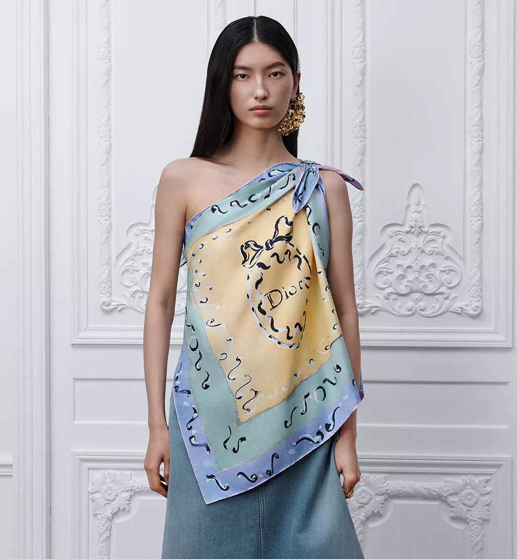 Dioriviera Asymmetrical Silk Top