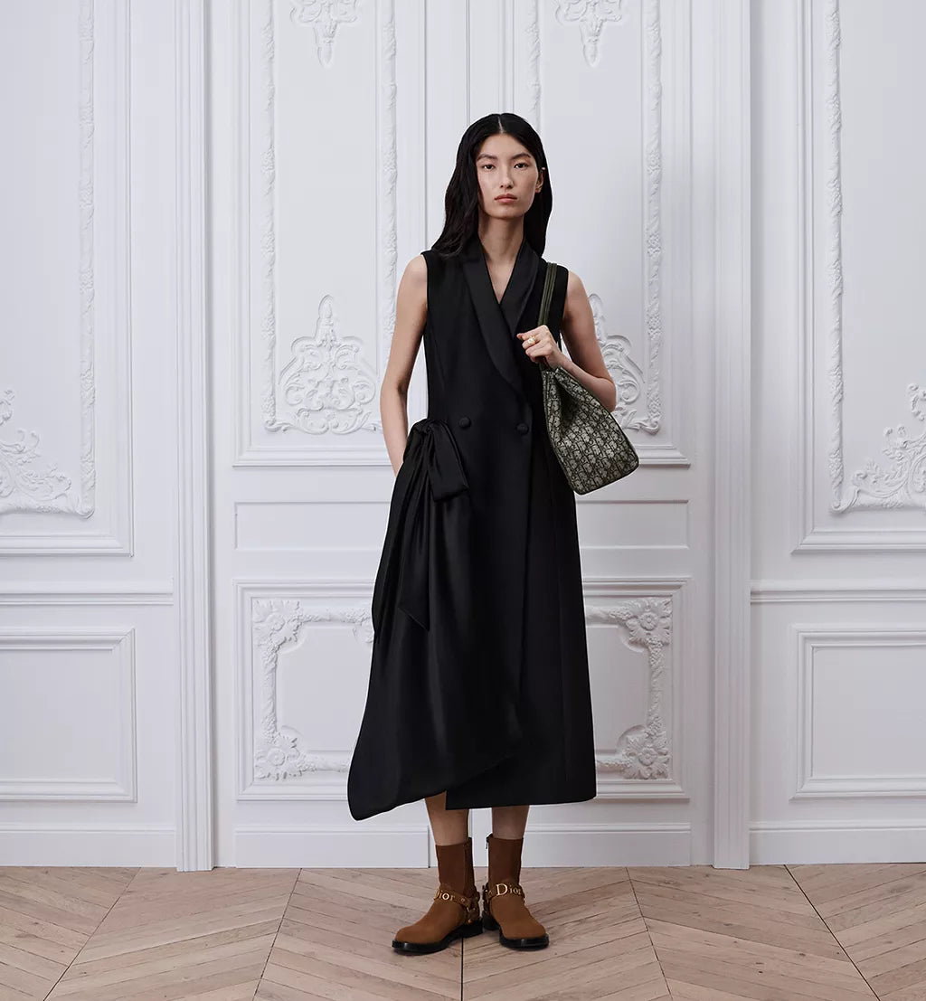 Mid-Length Flared Dress with Bow