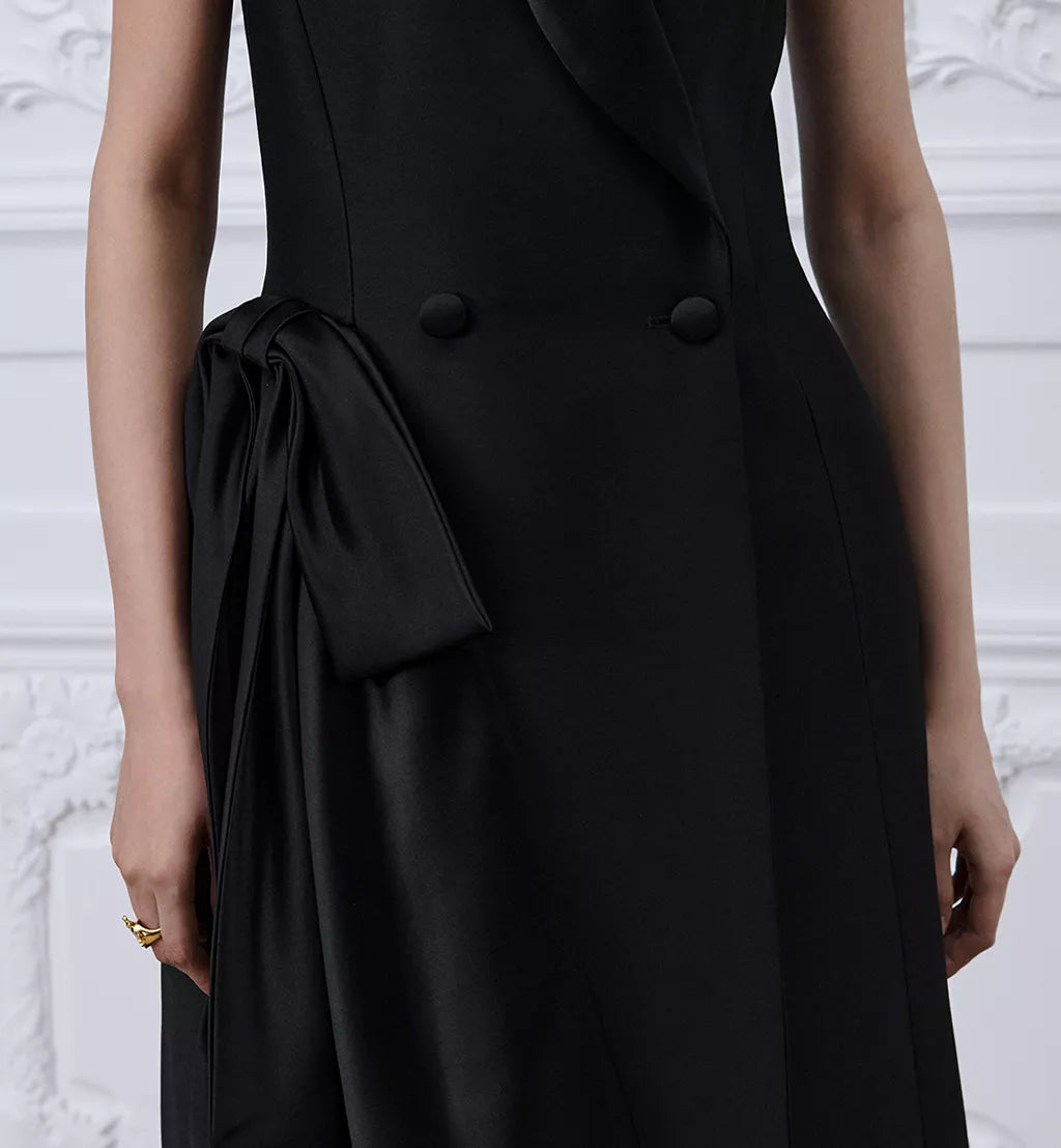 Mid-Length Flared Dress with Bow