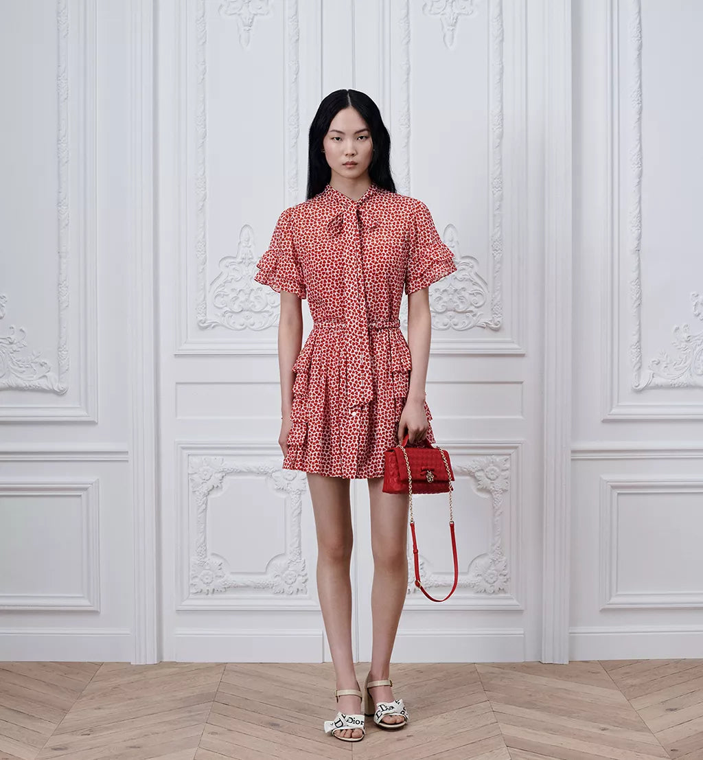 Dior Qixi Short Ruffled Dress with Belt